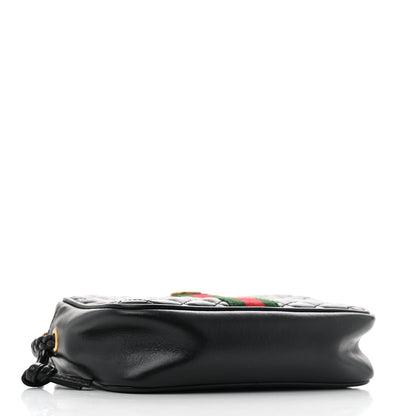 Gucci Calfskin Trapuntata Web Mini GG Shoulder Bag Black 4 of 12