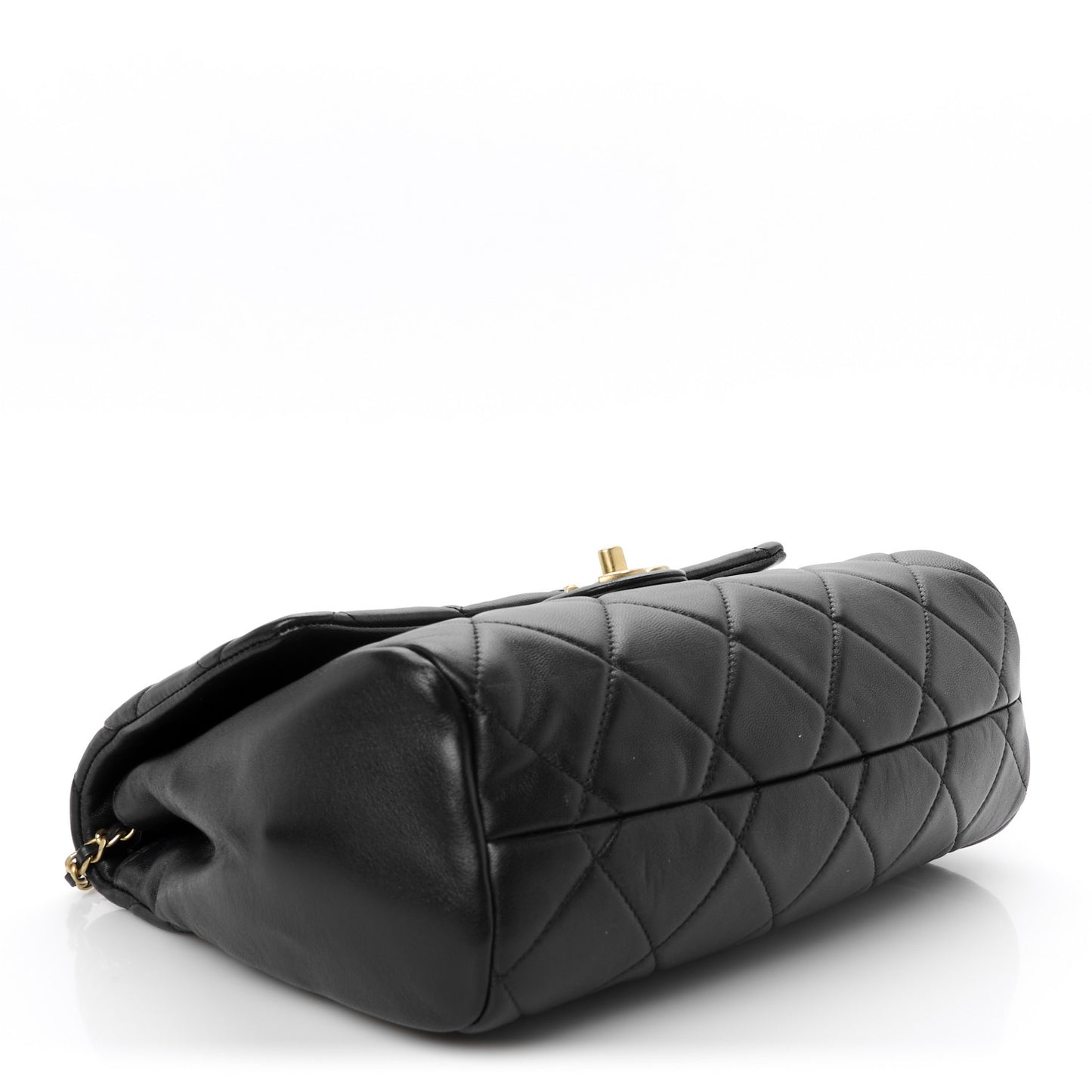 Lambskin Quilted Side Flap Black