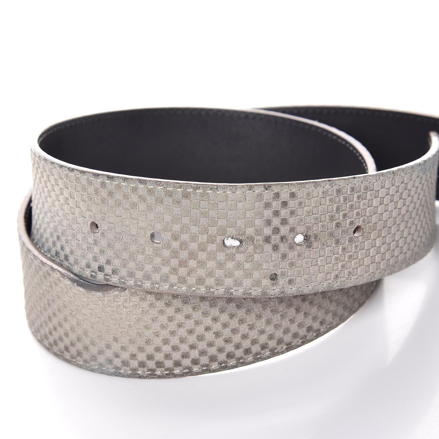 Louis Vuitton Suede Calfskin Mini Damier 40mm LV Initiales Belt 95 38 Grey 5 of 8