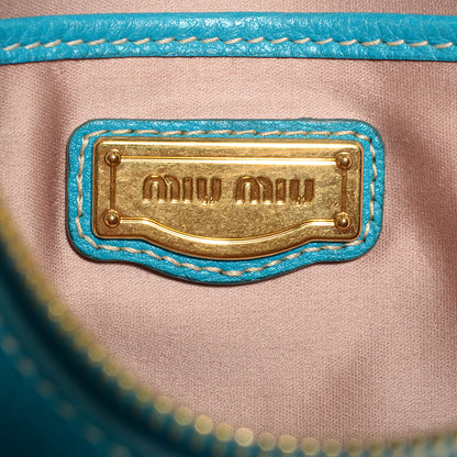 Miu Miu Grained Calfskin Leather Clutch Turchese 6 of 10