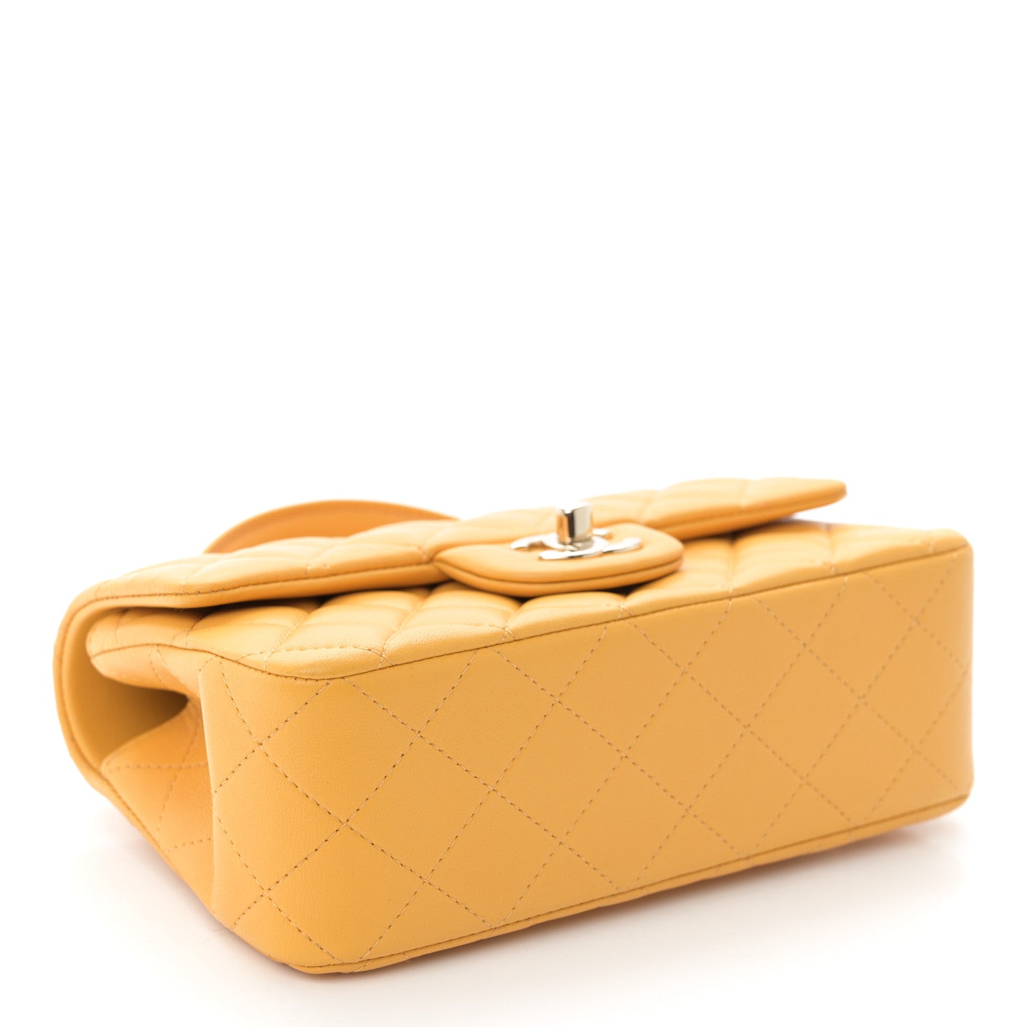 Chanel Lambskin Quilted Mini Top Handle Rectangular Flap Yellow 4 of 10