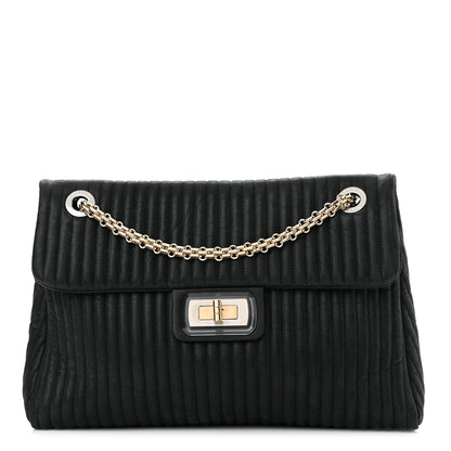 Chanel Iridescent Calfskin Vertical Quilted Mademoiselle Lock Bijoux Flap Shoulder Bag Black 1 of 9