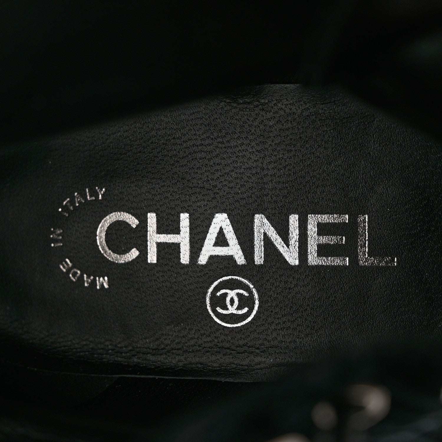 Chanel Velvet CC Combat Boots 37.5 Black 8 of 9