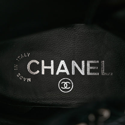 Chanel Velvet CC Combat Boots 37.5 Black 8 of 9