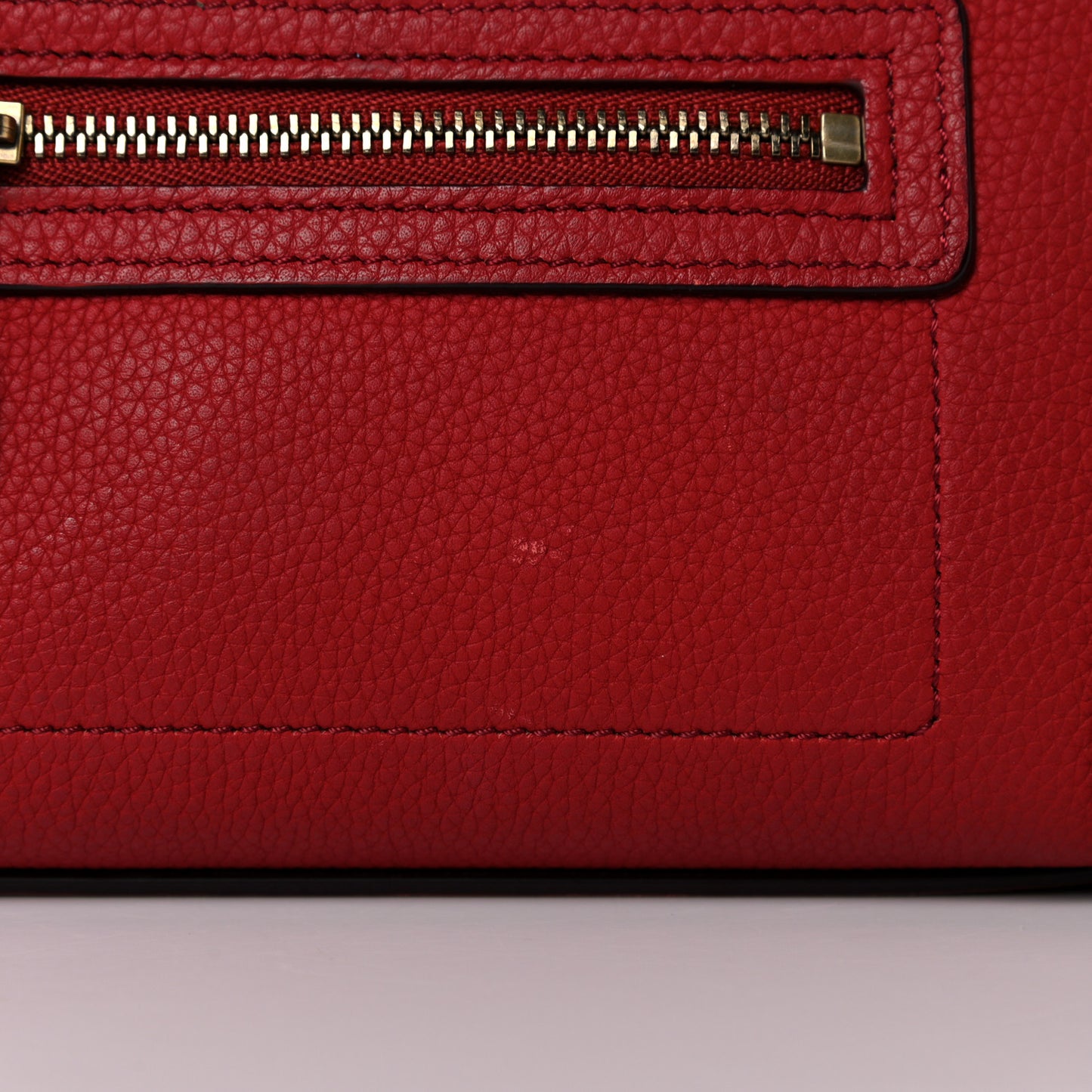 Drummed Calfskin Nano Luggage Red
