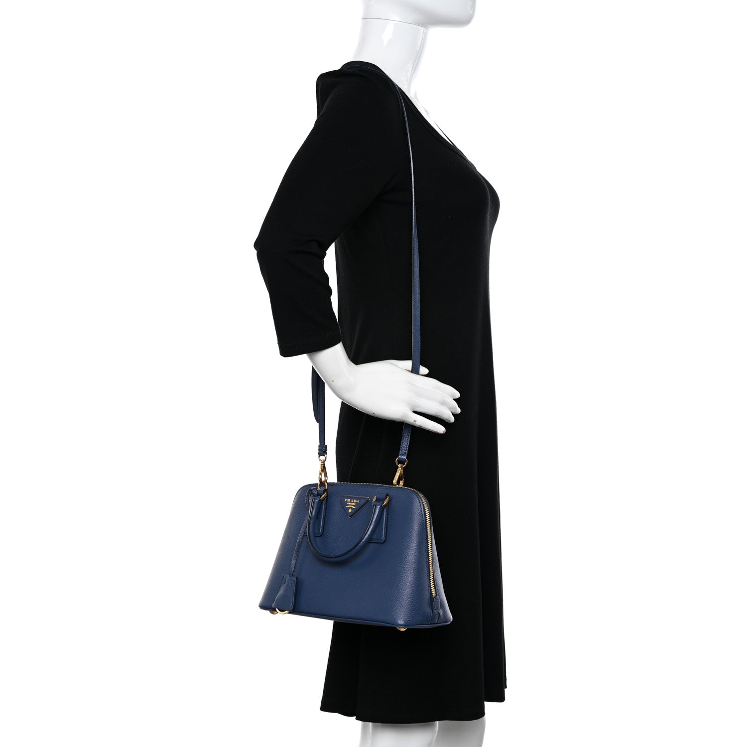 Prada Saffiano Lux Small Promenade Tote Bluette 2 of 10