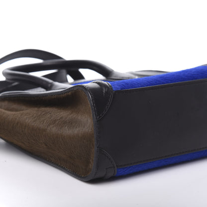 Celine Pony Hair Nano Tri-Color Luggage Royal Blue 9 of 10