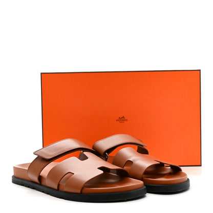 Hermes Calfskin Mens Chypre Sandals 44 Marron Dore 10 of 10