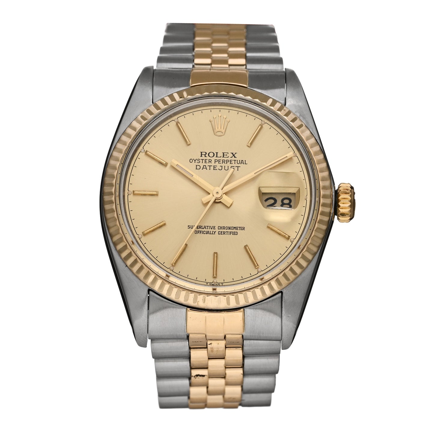 Stainless Steel 18K Yellow Gold 36mm Oyster Perpetual Datejust Watch Champagne 16013