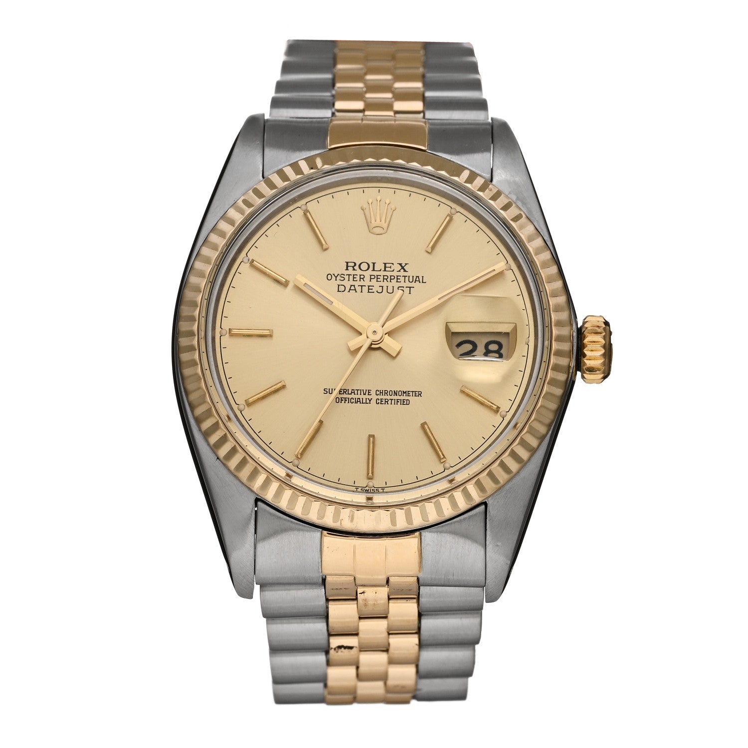 Rolex Stainless Steel 18K Yellow Gold 36mm Oyster Perpetual Datejust Watch Champagne 16013 1 of 4