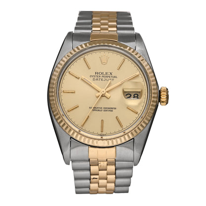 Rolex Stainless Steel 18K Yellow Gold 36mm Oyster Perpetual Datejust Watch Champagne 16013 1 of 4