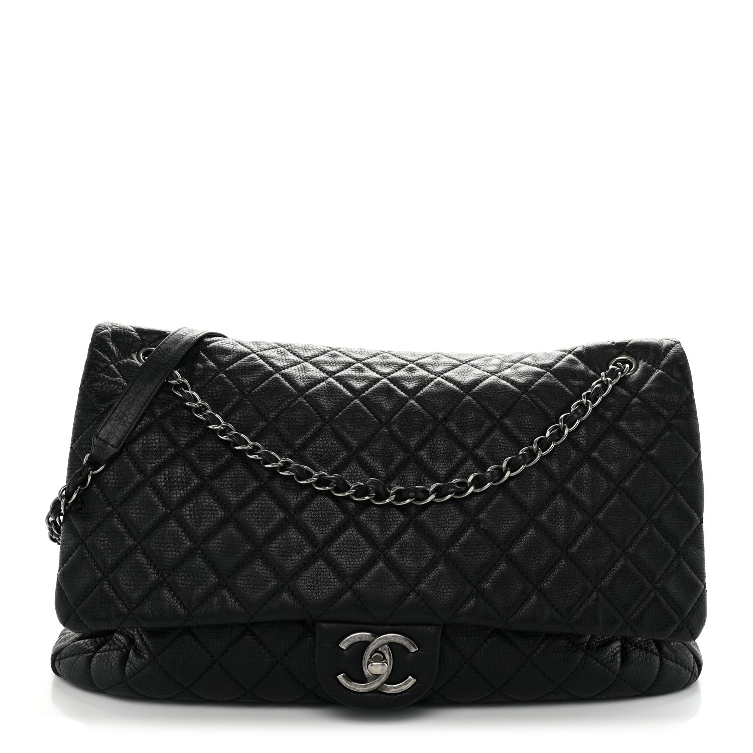 Chanel Grained Calfskin Quilted XXL Travel Flap Bag Black 1 of 12