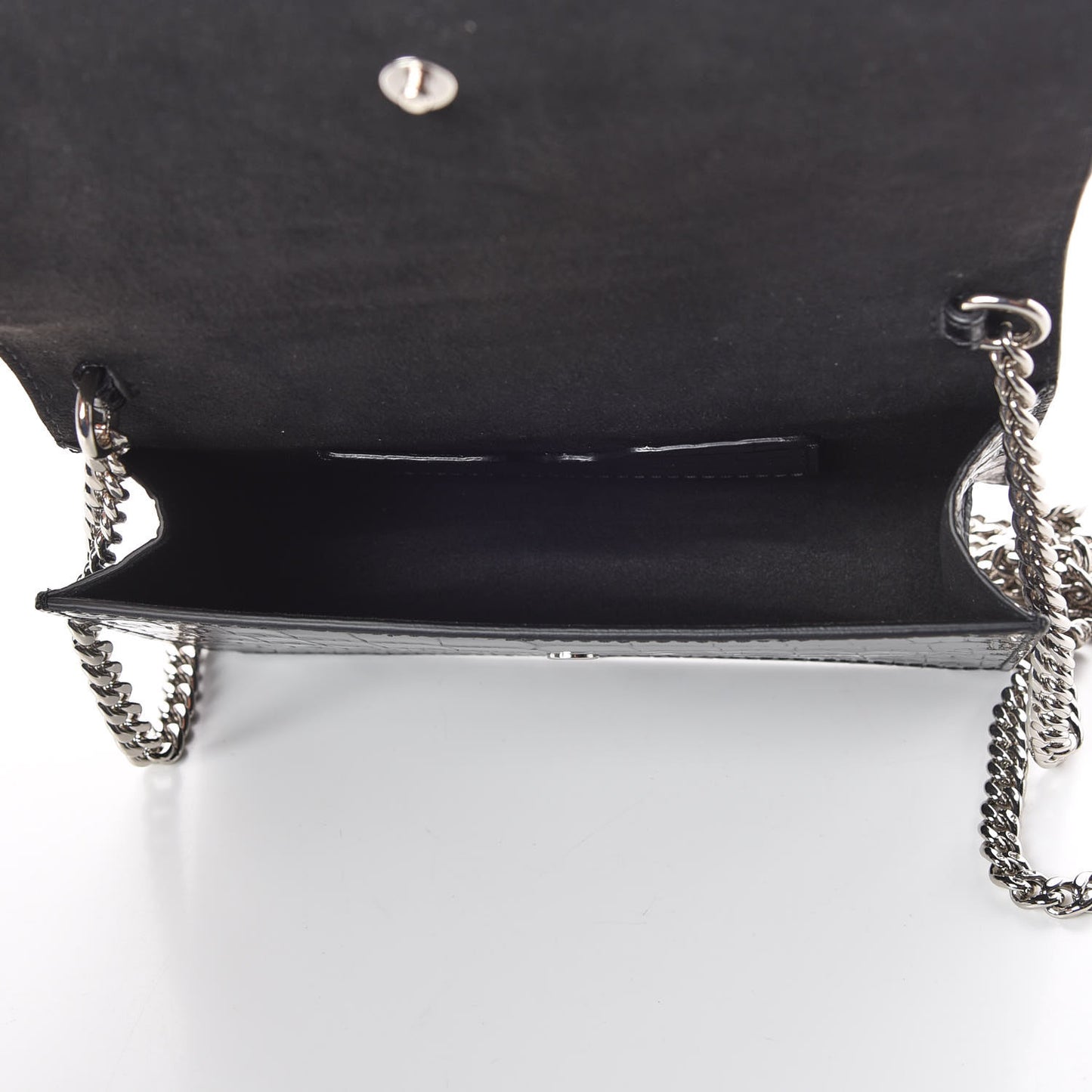 Calfskin Crocodile Embossed Skull Mini Crossbody Bag Black
