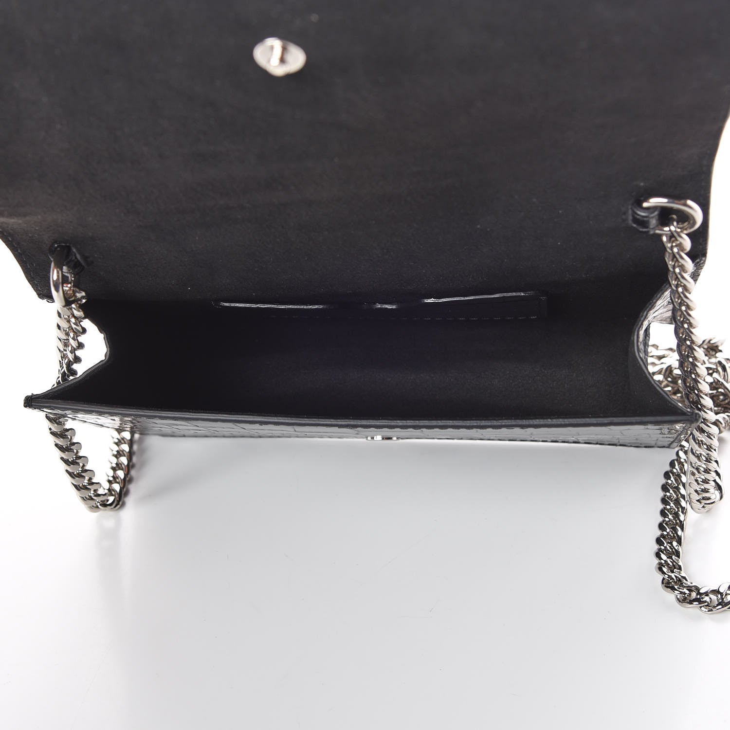 Alexander McQueen Calfskin Crocodile Embossed Skull Mini Crossbody Bag Black 7 of 8