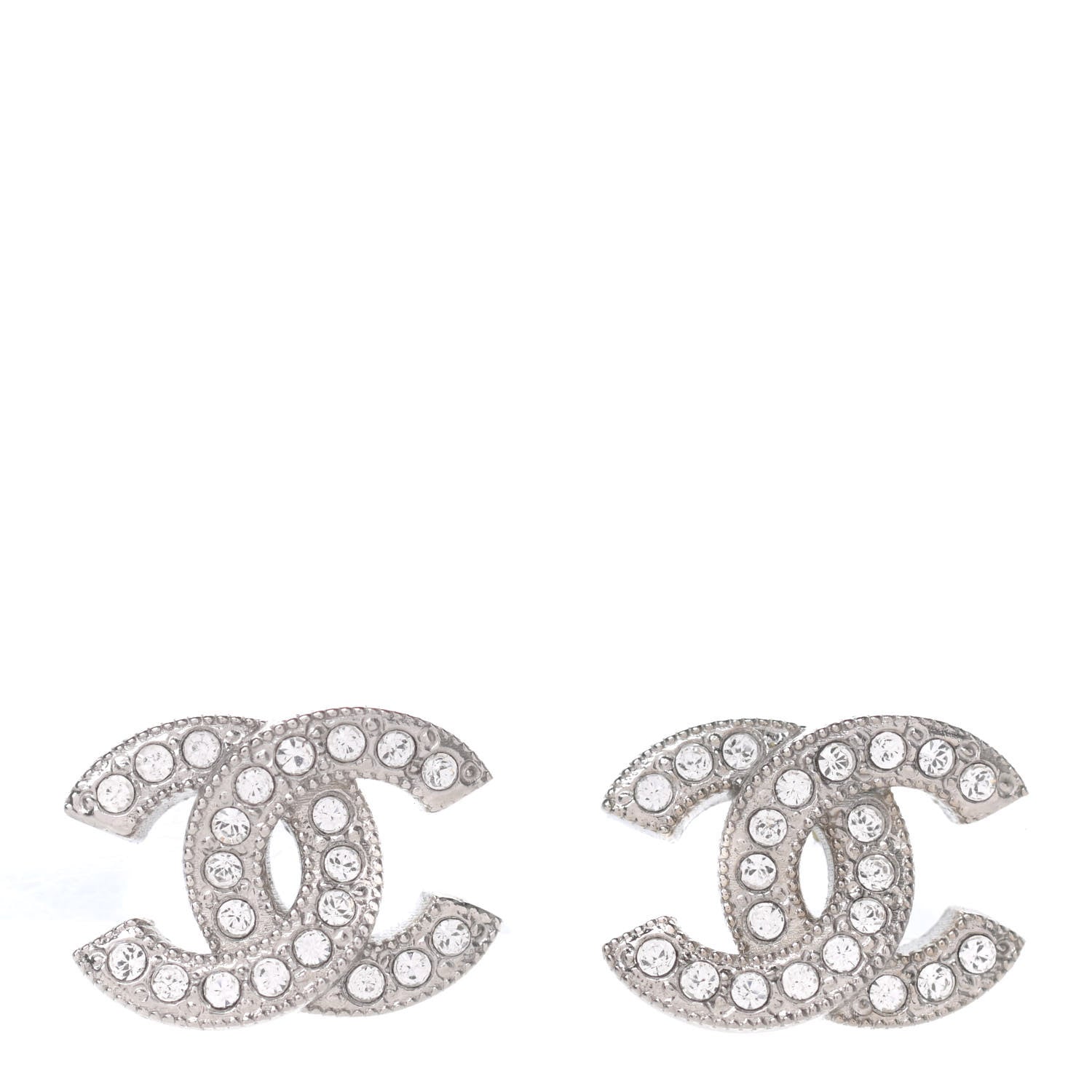 Chanel Crystal CC Earrings Silver 1 of 4