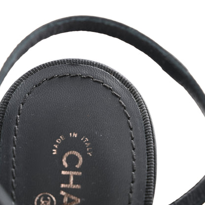 Chanel Lambskin Grosgrain Bow CC Sandals 39 Black 9 of 12