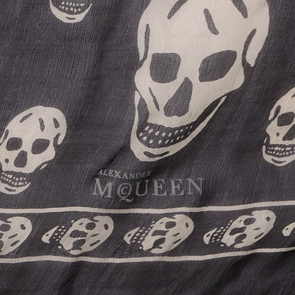 Alexander McQueen Silk Chiffon Skull Scarf Black 4 of 6