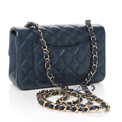 Chanel Iridescent Caviar Quilted Mini Rectangular Flap Dark Blue 2 of 10