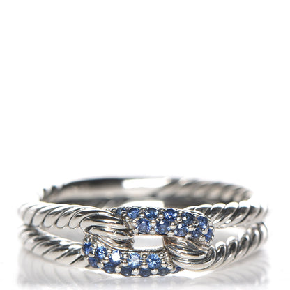 David Yurman Sterling Silver Blue Sapphire Petite Pave Loop Ring 58 8.5 1 of 5