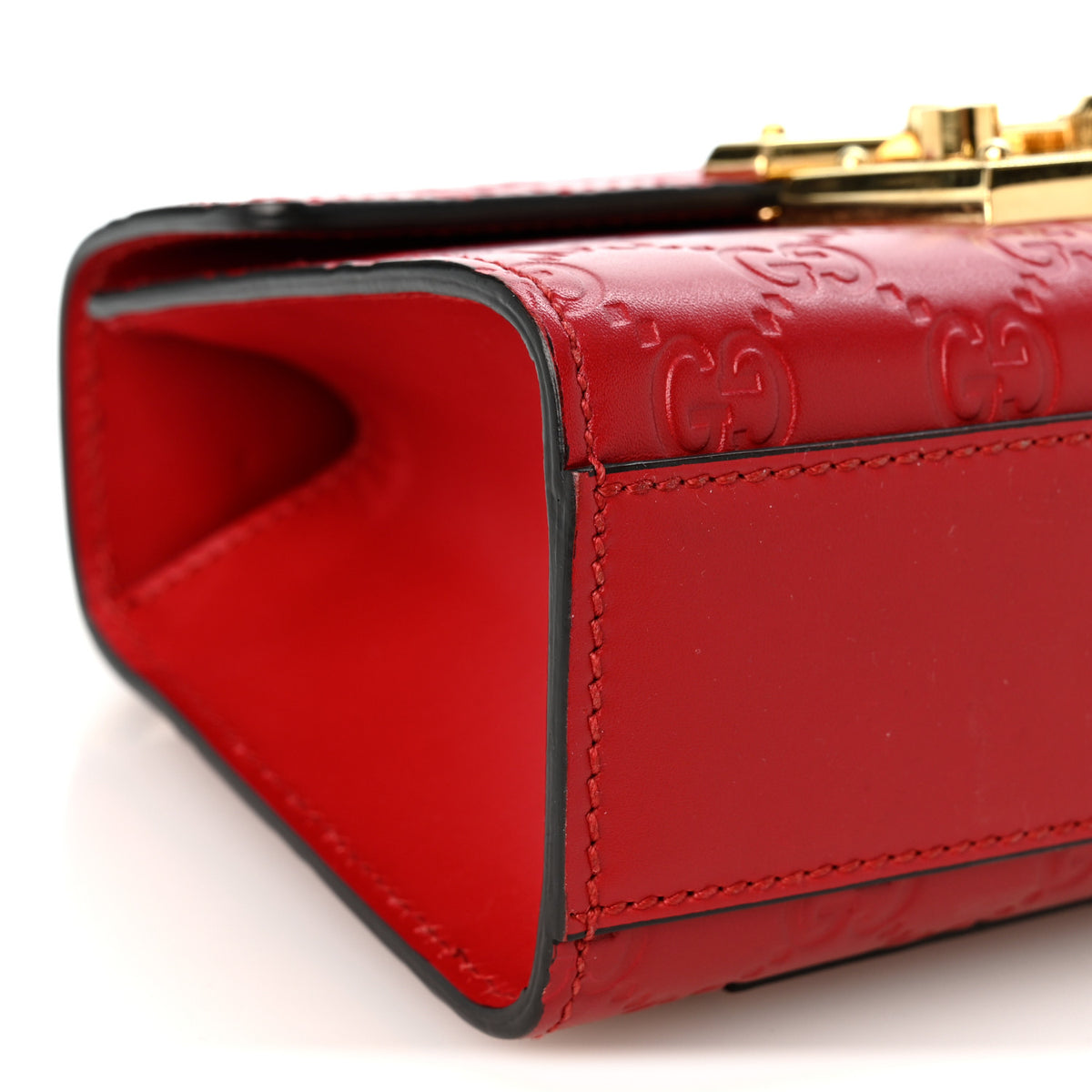 Gucci Guccissima Small Padlock Shoulder Bag Hibiscus Red 9 of 11