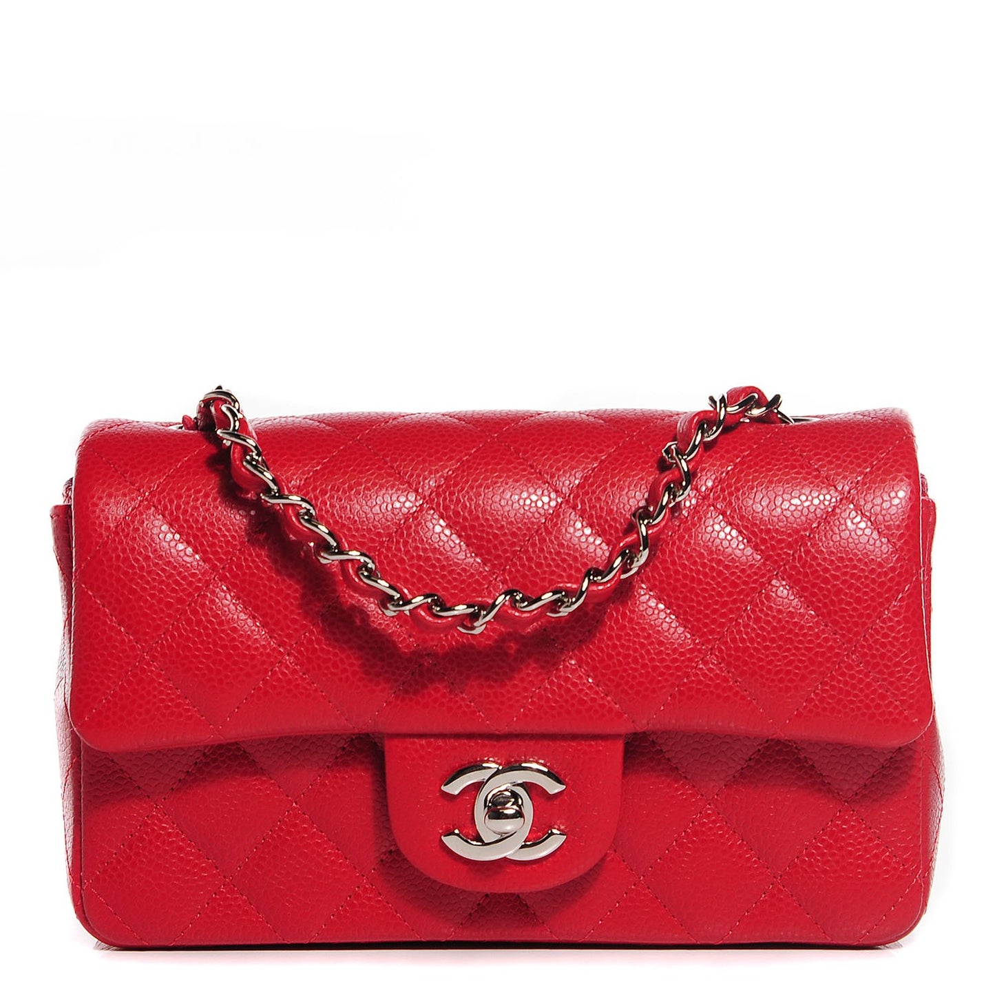 Caviar Quilted Mini Rectangular Flap Red