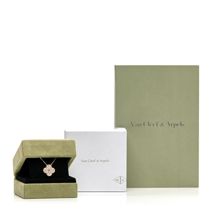 Van Cleef & Arpels 18K Rose Gold Diamond Vintage Alhambra Pendant Necklace 6 of 6