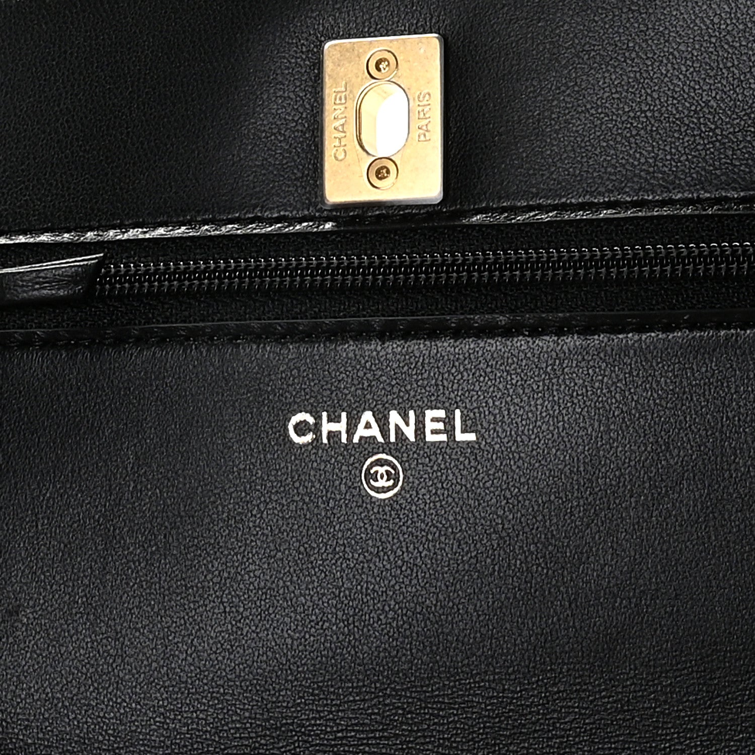 Chanel Lambskin Quilted CC Pearl Crush Wallet on Chain WOC Black 6 of 11
