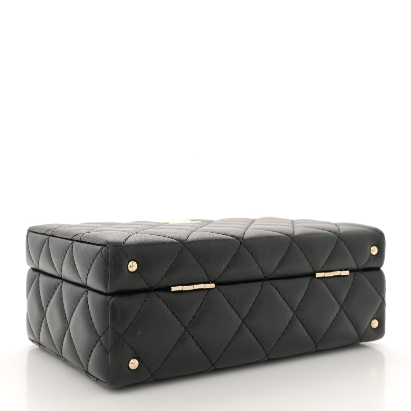Lambskin Quilted Small CC Top Handle Box Bag Black