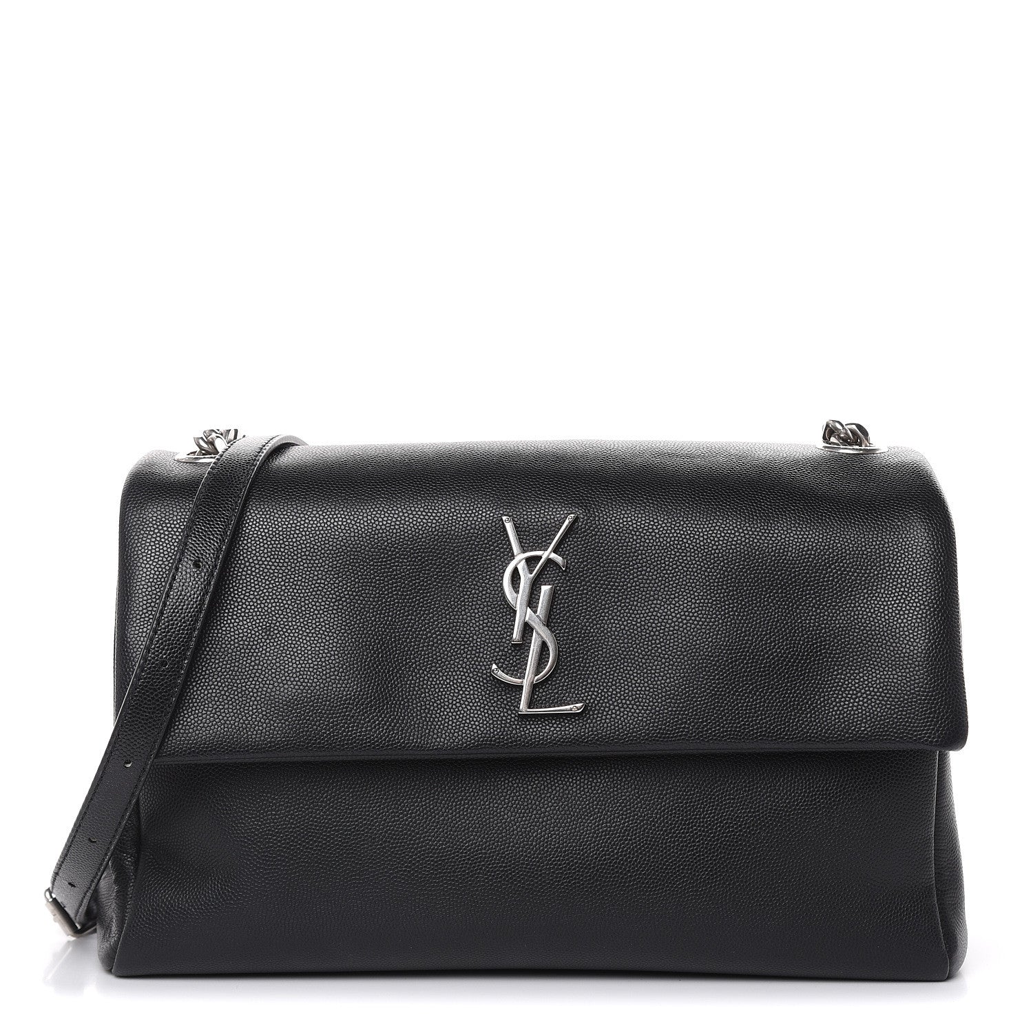 Saint Laurent Grain De Poudre Medium West Hollywood Monogram Fold-Over Black 1 of 14