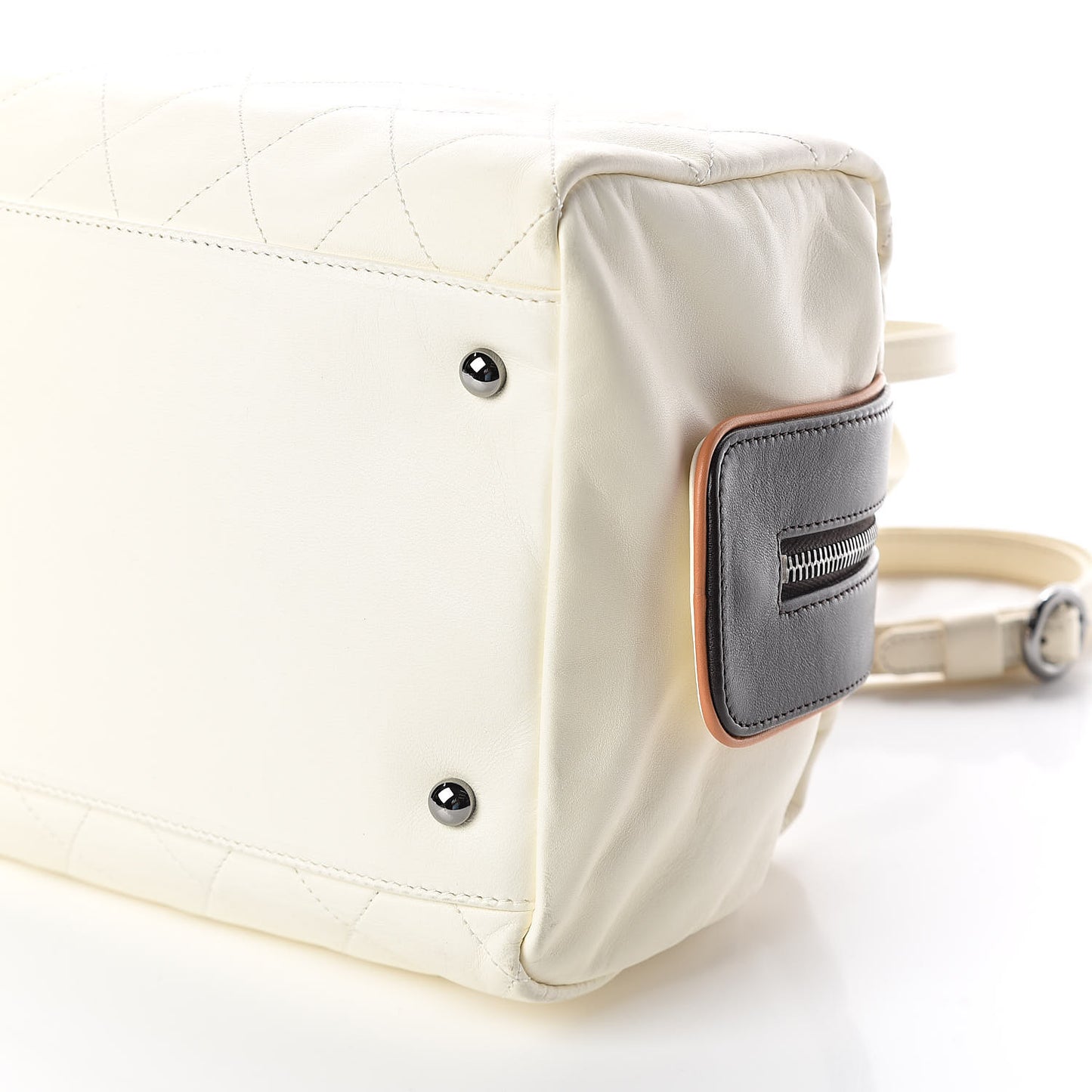 Lambskin Quilted Bowler White