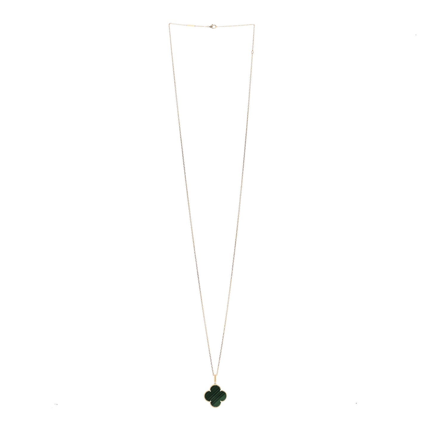 18K Yellow Gold Malachite Magic Alhambra Pendant Necklace