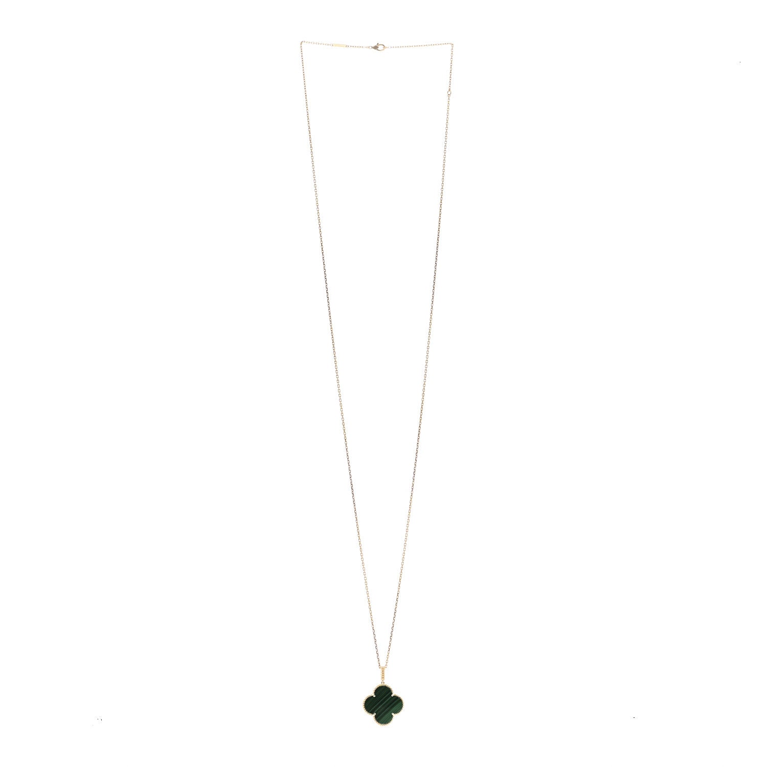Van Cleef & Arpels 18K Yellow Gold Malachite Magic Alhambra Pendant Necklace 3 of 6
