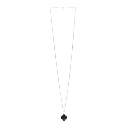 Van Cleef & Arpels 18K Yellow Gold Malachite Magic Alhambra Pendant Necklace 3 of 6