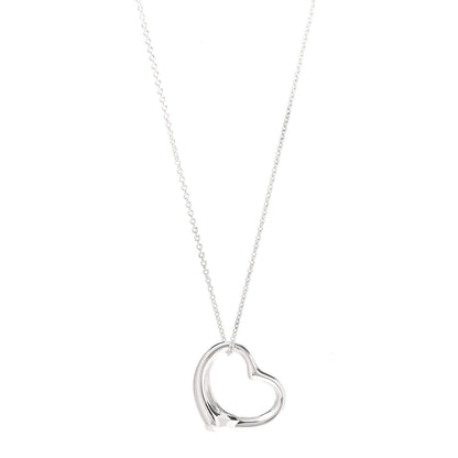 Tiffany Sterling Silver 27mm Elsa Peretti Open Heart Pendant Necklace 1 of 8