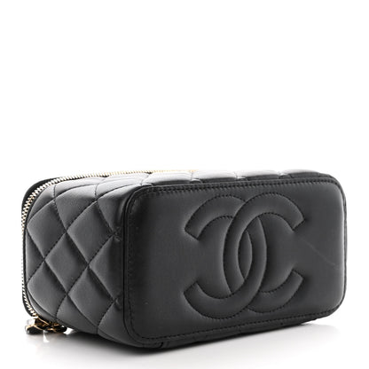 Chanel Lambskin Quilted Metal Small Top Handle Vanity Case With Chain Black 4 of 12