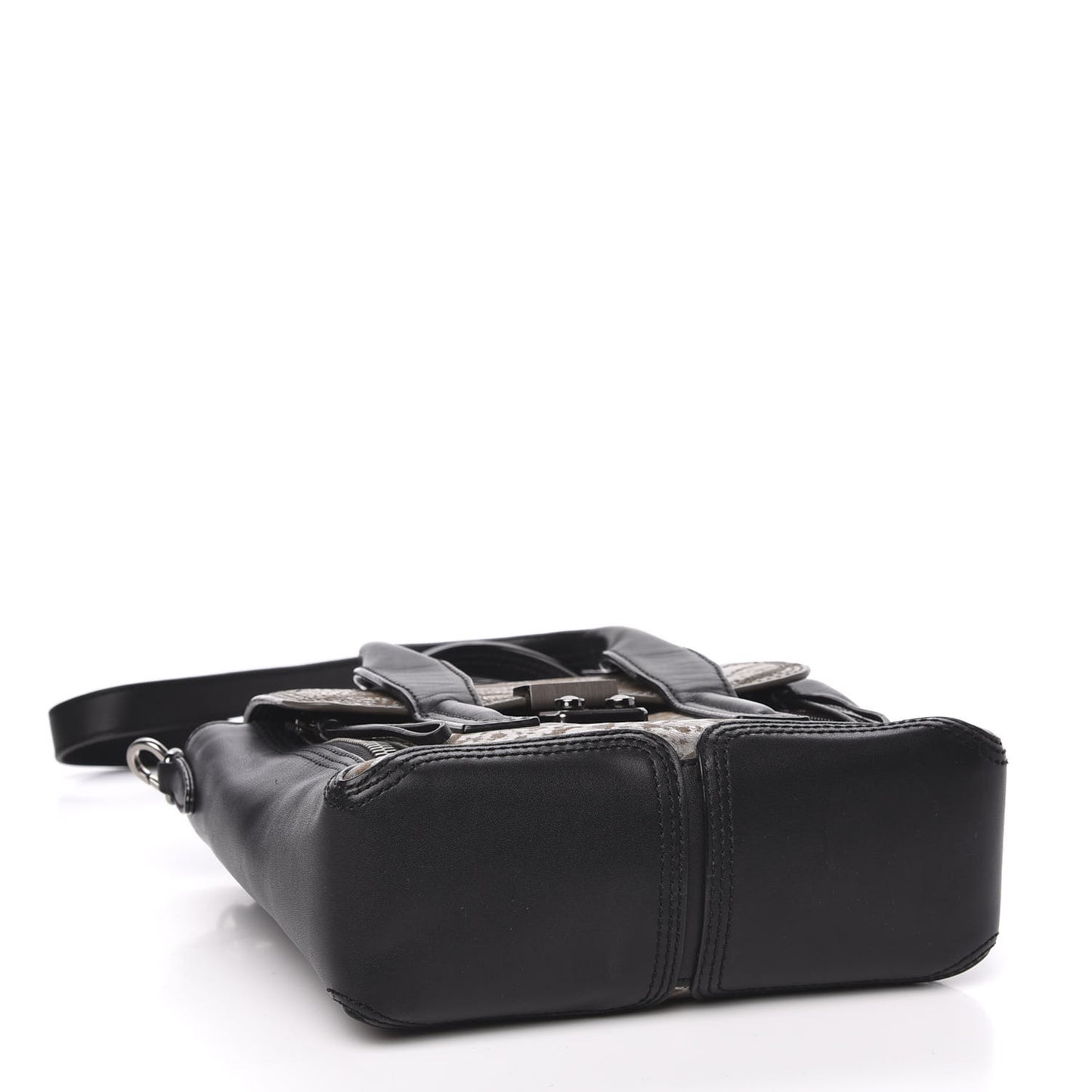 3.1 Metallic Calfskin Shark Embossed Mini Pashli Satchel Black Gunmetal