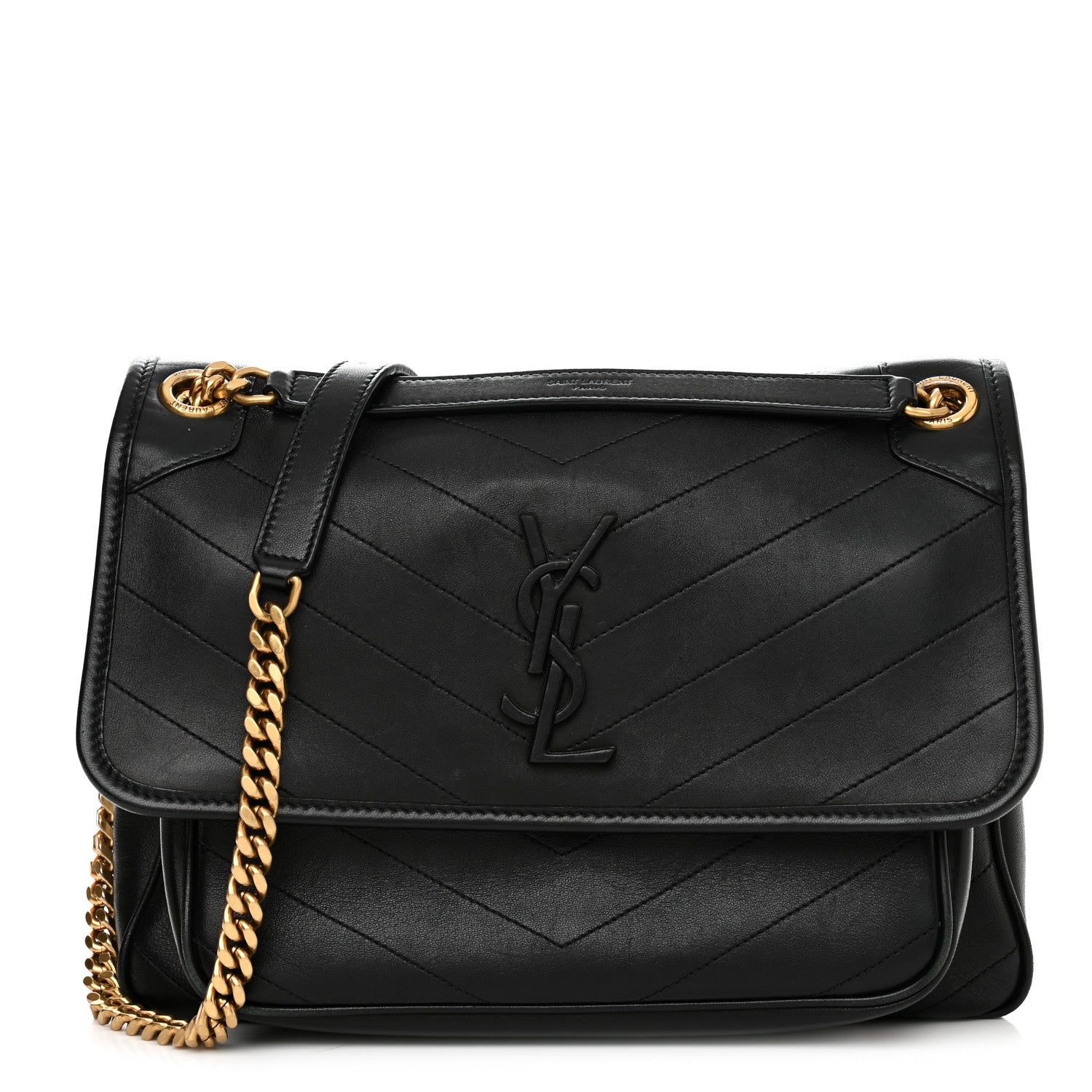 Saint Laurent Lambskin Matelasse Monogram Medium Niki Chain Satchel Black 1 of 11