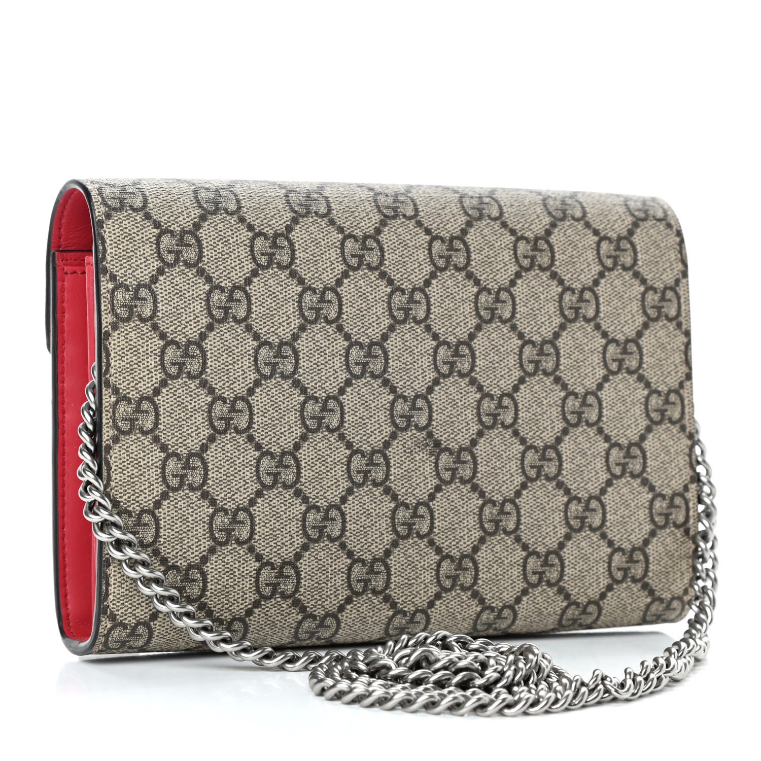 Gucci GG Supreme Monogram Mini Dionysus Chain Wallet Beige Vulcanic Red 2 of 4