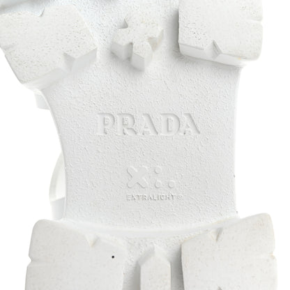 Prada Foam Rubber Metal Triangle Logo Monolith 55mm Cage Sandals 40 White 7 of 10