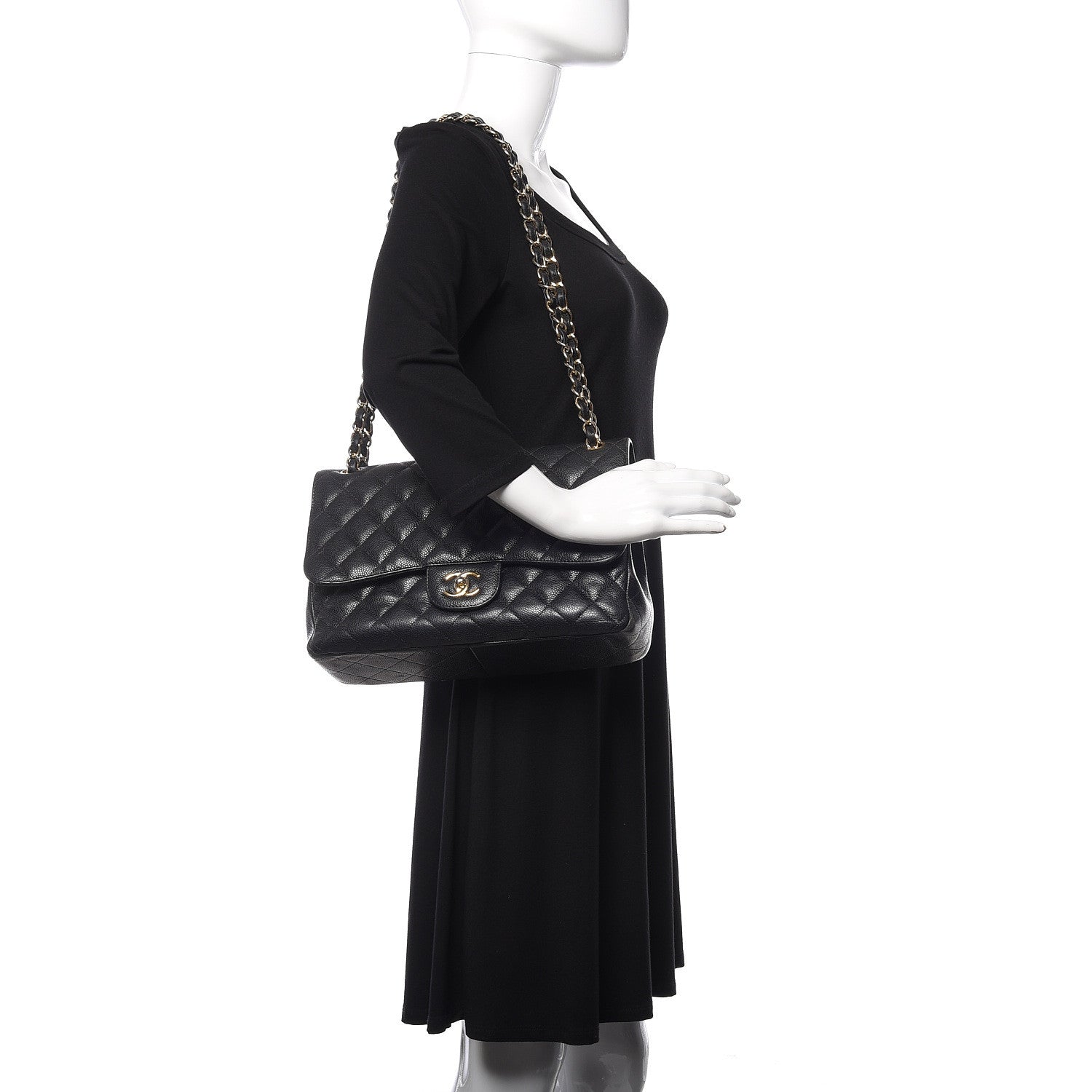 Chanel Caviar Quilted Jumbo Double Flap Black 2 of 24
