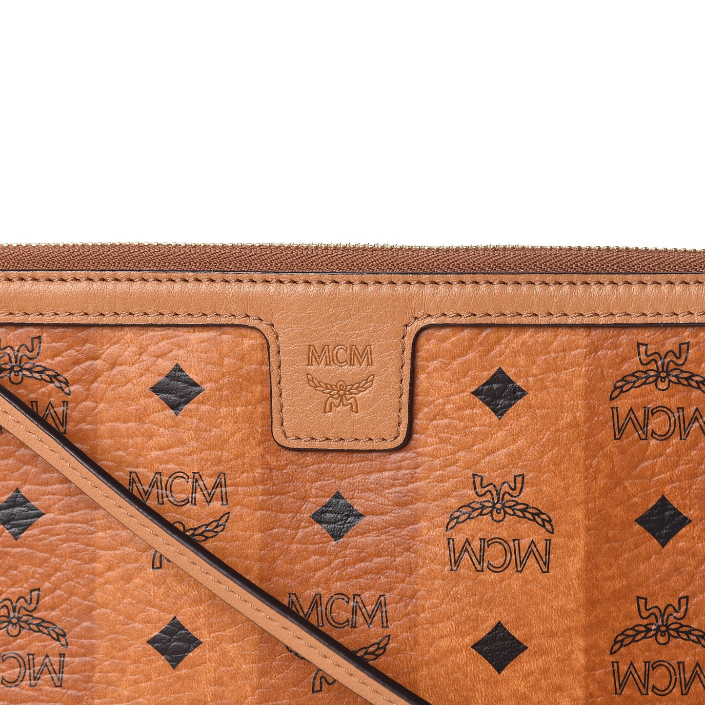 Striped Visetos Pouch Cognac
