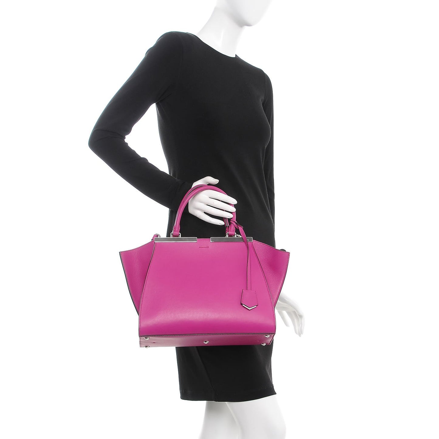 Vitello Dolce Shiny Nappa Petite 3Jours Tote Magenta Carbone