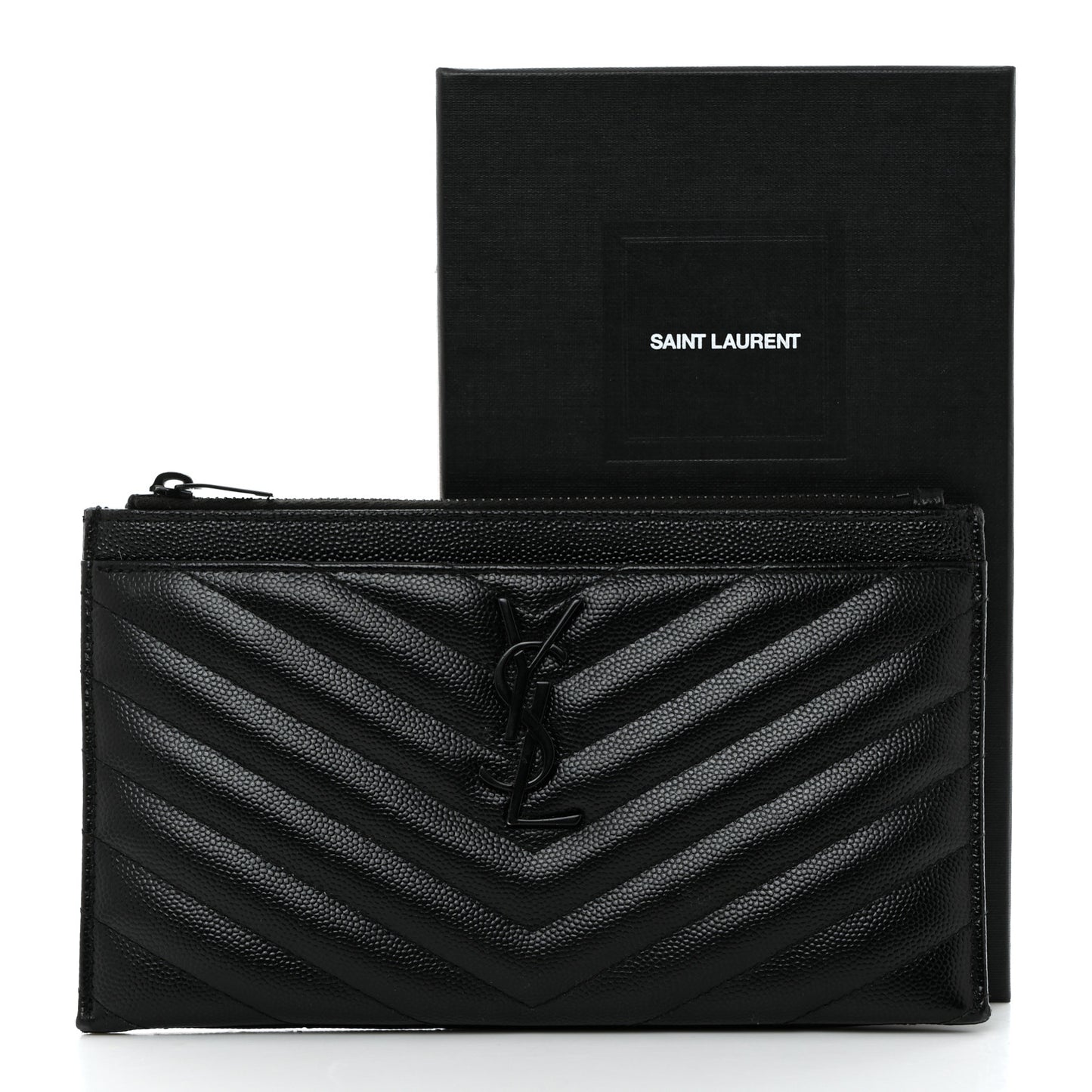 Grain De Poudre Chevron Monogram Bill Pouch Black