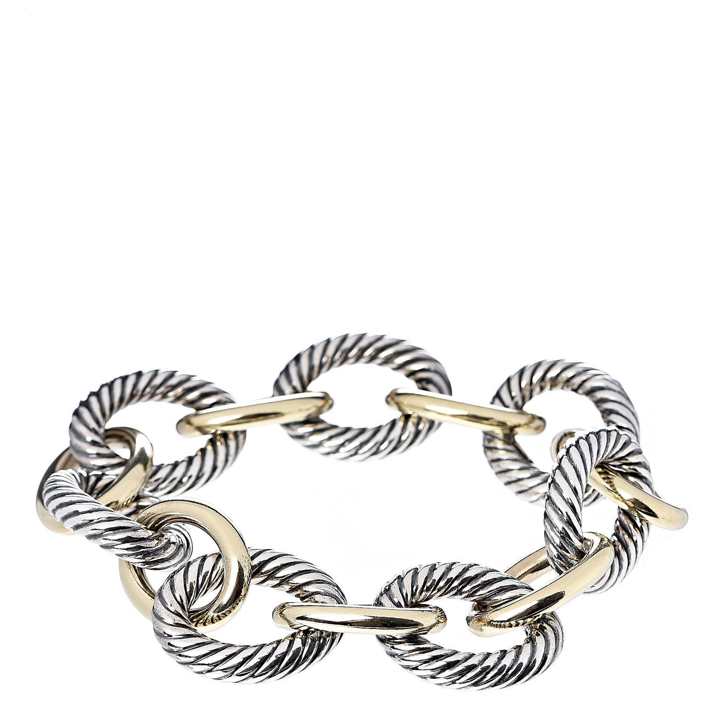 Sterling Silver 18K Yellow Gold 17mm Extra Large Oval Link Bracelet