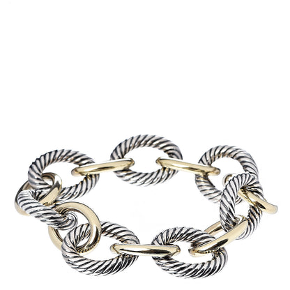 David Yurman Sterling Silver 18K Yellow Gold 17mm Extra Large Oval Link Bracelet 3 of 4