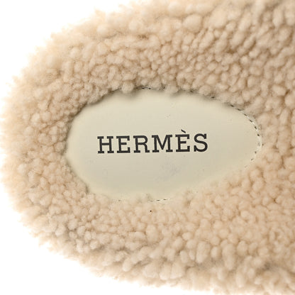 Hermes Suede Goatskin Woolskin Mens Chypre Sandals 43 Brun Fume Ecru 7 of 9