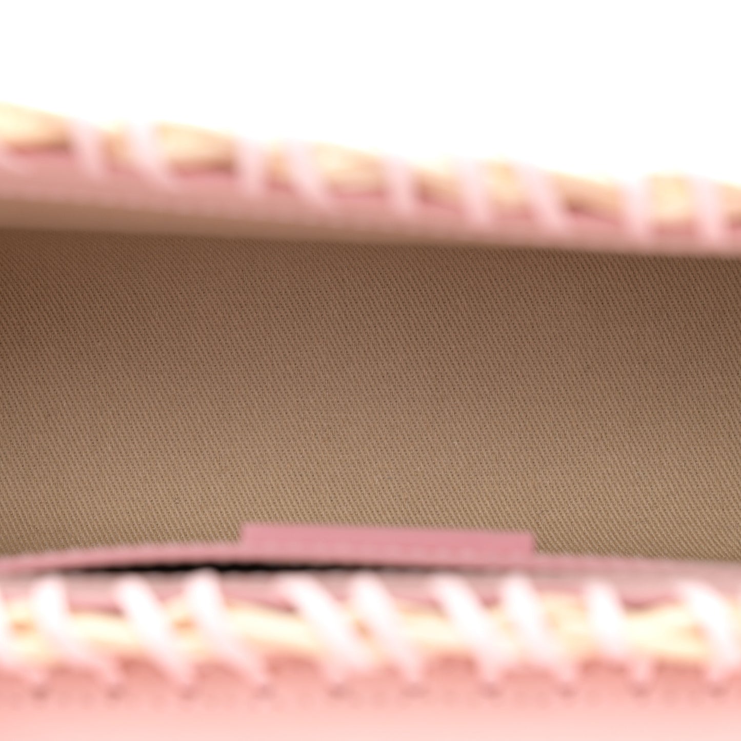 Glazed Calfskin Wicker Le Bambino Long Pale Pink
