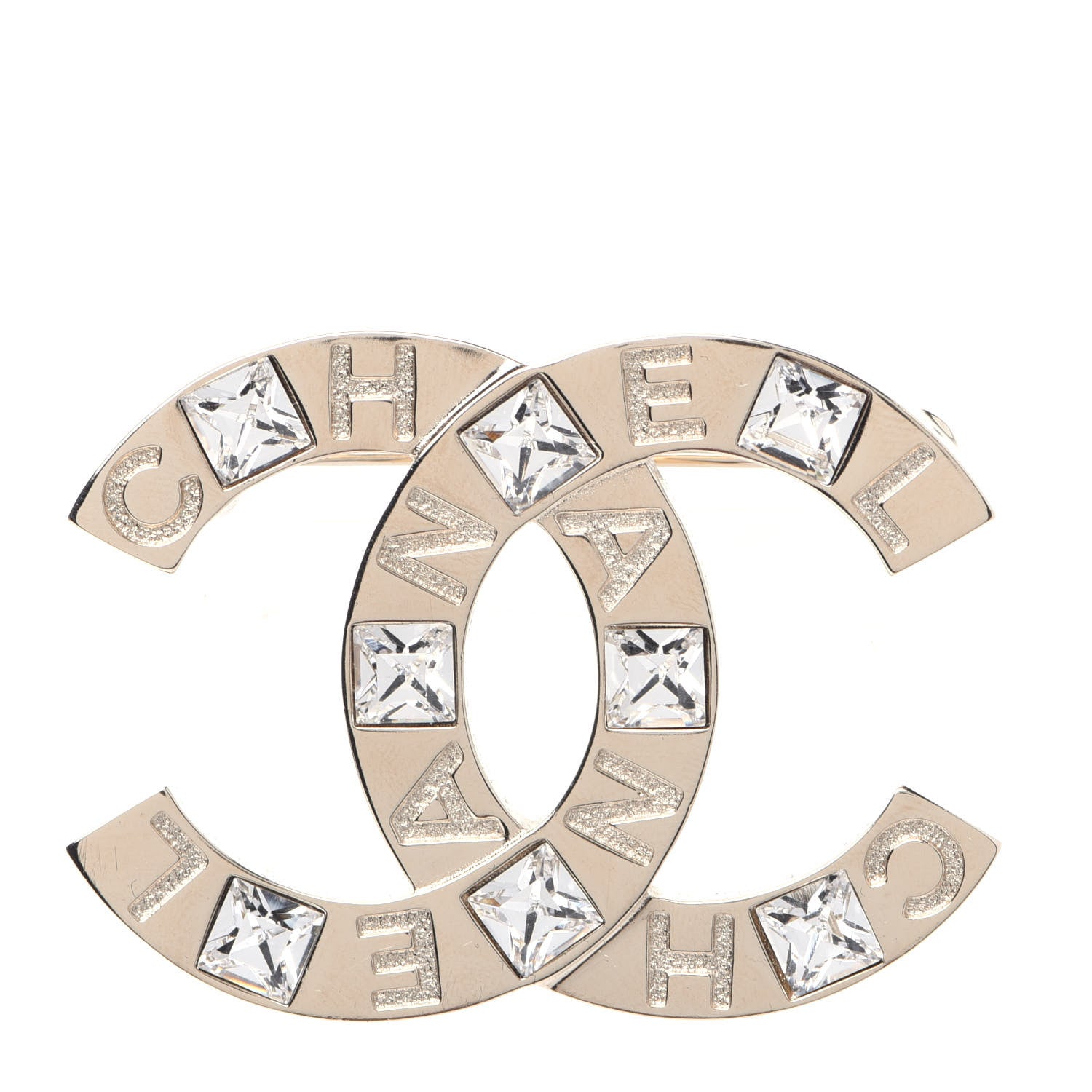 Chanel Baguette Crystal Logo CC Brooch Gold 1 of 7