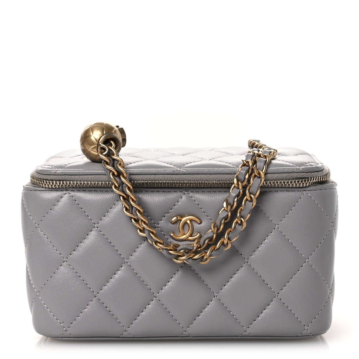 Chanel Lambskin Quilted Small Pearl Crush Vanity Case With Chain Grey 1 of 13