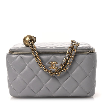 Chanel Lambskin Quilted Small Pearl Crush Vanity Case With Chain Grey 1 of 13